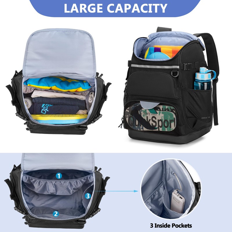GOBUROS Swim Backpack with Separate Shoe Space, Swim Gear Bag