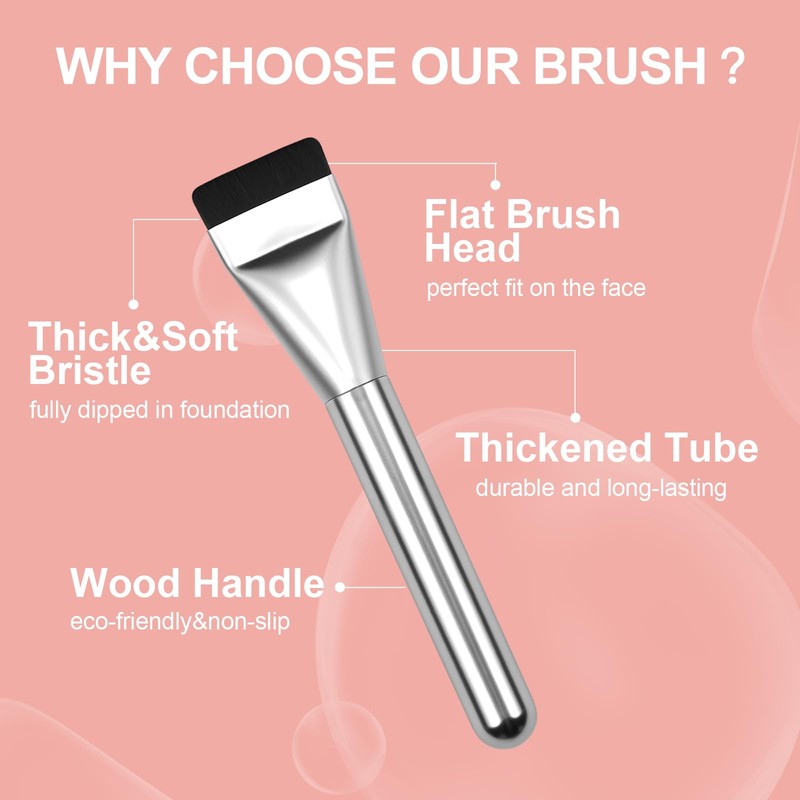 Flat Foundation Brush with Puff, Beautyfactor Ultral Thin Spatula Makeup