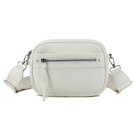 AOSSTA Crossbody Bag For Womens, Camera Bag Crossbody Trendy Shoulder Handbags For ladies With Adjustable and Detachable Canvas Wide Strap (White)