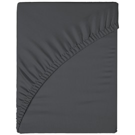 Funky Gadgets Double Fitted Sheet Charcoal Deep Pocket 12 Inch (30cm) 90 GSM Soft Brushed Microfiber Bed Sheets Easy Care Bottom Sheet (137 X 190cm)