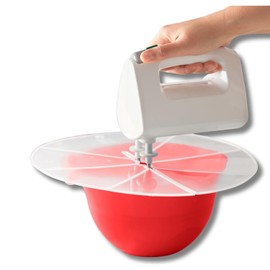 3 PAGEN® Universal splash guard for mixing bowls, protection against splashes when mixing, stirring and whipping cream, durable and easy to clean, versatile use, material: plastic, diameter 30 cm