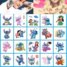 Lilo and Stitch Temporary Tattoo for Kids, 20 Sheets Big Children's Temporary Tattoo Body Art Tattoo Stickers,Goody Bag Stuffers Party Bag Fillers (2x2 Inch) …