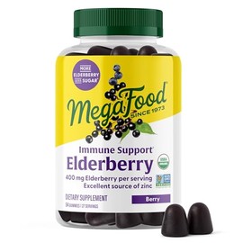MegaFood Elderberry Gummies for Kids, Teens & Adults, Immune Support Supplement, Gummy Vitamins - Made with Zinc & Real Food, Pectin-Based, USDA Organ