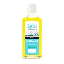 LÝSI, Omega 3 en Aceite de Bacalao, Contiene Vitaminas A, D3 y E, Sabor limón/menta, Para toda la familia, Contribuye a la salud cerebral, de la vista y ósea, Sin gluten y azúcar, 240 ml.