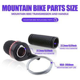 YINETTECH Bicycle Twist Shifter Repair Kit, with Grips Cables for MTB Road Bike Cycle Universal - 3x6 (18) Speed