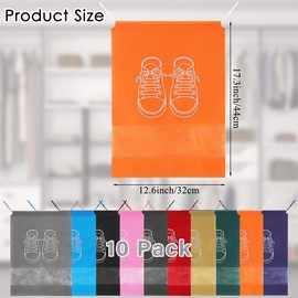 10 Pack Portable Shoe Bags for Travel, 17.3"X12.6" Waterproof Shoes Organizers Storage Pouch for Traveling, Large Shoes Pouch with Rope for Men and Women