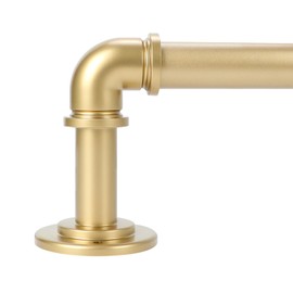 OLV Gold Industrial Curtain Rods for Windows 48 to 84 Inch(4 to 7 Feet), 1 Inch Diameter Blackout Wrap Around Adjustable Heavy Duty Window Drapery Rods, Indoor and Outdoor