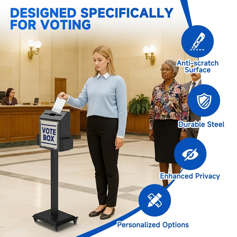 Freestanding Ballot Box Collection with Silent Caster Wheels: Secure and
