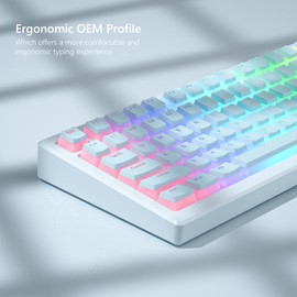 Womier Pudding Keycaps, Blue PBT Keycaps 100 Percent Keyboard 130 Keys, Shine Through Keycaps, Keyboard Keycaps OEM Profile for 100%, 75%, 65%, 60% Keyboard and MX-stem Switches Keyboard-Blue