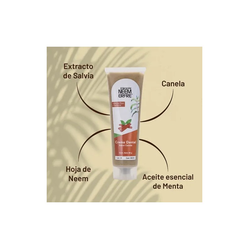 Crema Dental Natural Sabor Canela Libre De Fluor Pack De