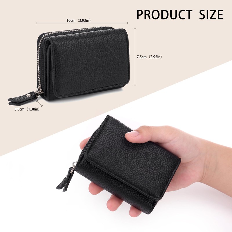 CHAOFANXI Women's Small Bifold Leather Purse for Women, Small and