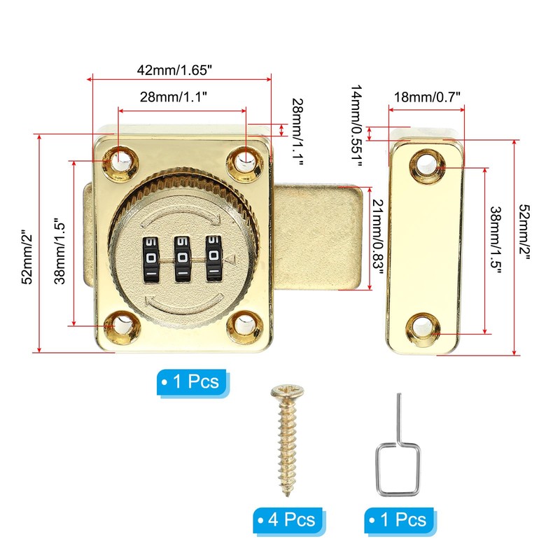 PATIKIL Combination Cabinet Latch, Zinc Alloy Keyless Drawer Lock 3-Digit