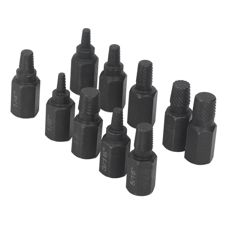 10Pcs Broken Screw Extractor Set 1/4 7/32 3/16 5/32 1/8