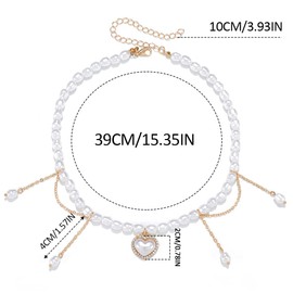 Zoestar Pearl Choker Necklaces Gold Heart Pendant Necklace Pearls Tassel Necklace Chain for Women