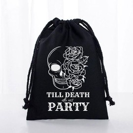MS Till Death Do Us Party printed Party Favor bags - Cotton Drawstring closure - Bachelorette hangover kit - Hangover Recover Kit Wedding Party Gift Bags - 5 * 7 Inch bags Set of 10 D2 B