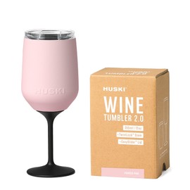 Vaso de vino Huski 2.0 | NUEVO | Copa de vino de acero inoxidable premium con tapa | Vaya con o sin tallo con tallo desmontable | Vaso con triple aislamiento | Capacidad de 355ml (Rosa)