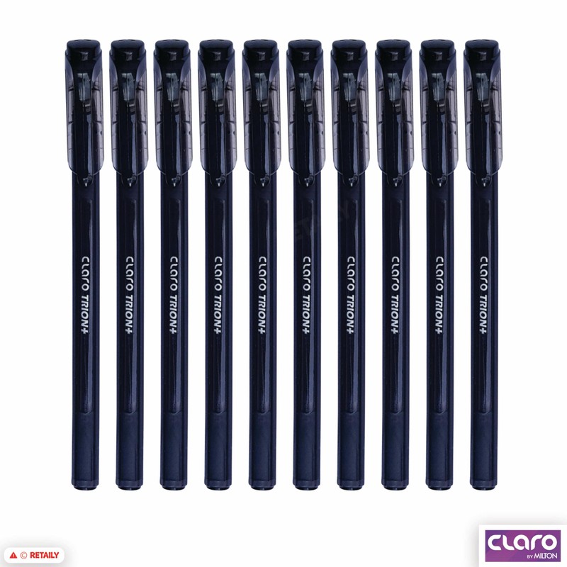 CLARO Trion+ Ballpoint Pens, BLACK, Medium Point (1.0mm), Pack of