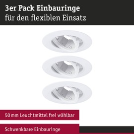 Paulmann 92109 Recessed Light Set of 3 Swivelling Round 90 mm 30° GU10 Max. 3 x 10 W 230 V White Recessed Lamp