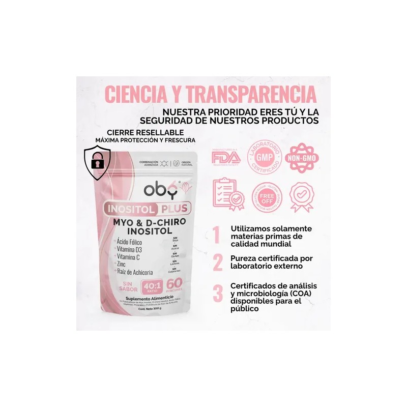 Pack 600g Myo Chiro Inositol Plus Acido Folico Prebioticos Vitaminas