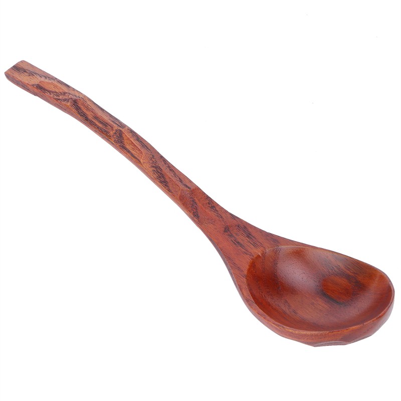 5PCS Japanese Style Wood Spoon Long Handle Soup Spoons Household