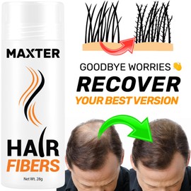 Maxter Hair Fibres for Men & Women - Natural Hair Powder for Building, Thickening and Hair Loss Coverage in 30 Seconds (Light Brown 28g)
