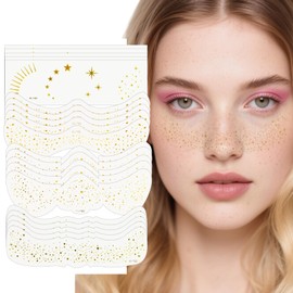 20 PCS Glitter Freckles Face Tattoo – Gold Sparkle Freckles Temporary Face Tattoos for Women and Kids – Waterproof Gold Glitter Fake Freckle Tattoo for Festival, Parties, Concerts