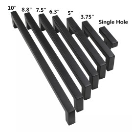 Gobrico 12mm 1/2" Black Kitchen Square Cabinet Handles Drawer Pull Knobs Stainless Steel - 128mm (5")