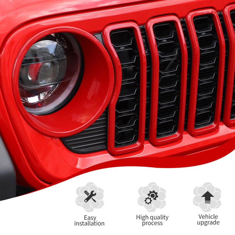 JeCar Front Grille Inserts/Headlight Trim Covers Decoration Kit Compatible with