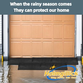 Water Barrier 5 ft x 6.5 inch Absorbent Flood Barriers Home Sandless Sand Bags for Flooding Reusable Water Absorber Water Absorbing Snake for Absorbent Prevention for Garage & Basement (5 Pack)