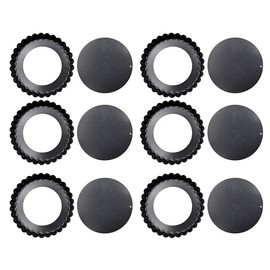 6 Moldes para Tartas con Fondo Extraíble, Molde para Quiche de Acero Al Carbono Antiadherente para Hornear en la Cocina