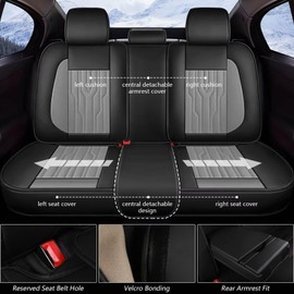 YORKNEIC Fit for Subaru Forester Seat Covers 2007-2023 2024 2025: Waterproof Leather Car Seat Covers Protector Full Set (2 Row 5 Seats, Black & Grey)