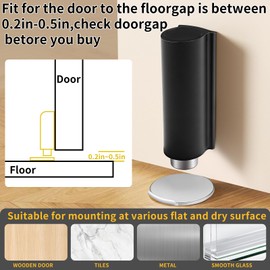 Magnetic Door Stoppers Black WYGWP Stainless Steel No Drilling Wedge Stops Heavy Duty Catch Holder to Keep Doors Open