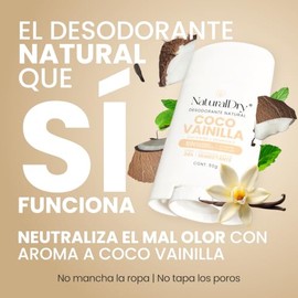 NaturalDry Desodorante Natural que SÍ FUNCIONA | Delicioso aroma Coco Vainilla | Sin Aluminio | Sin Parabenos | Desodorante Mujer | No macha la ropa |