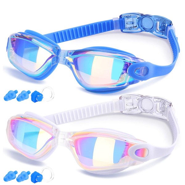 COOLOO Swim Goggles, 2 Pack Swimming Goggles for Men Women, Goggles Swimming Adult Youth Teen Kids, Anti Fog Pool Goggles