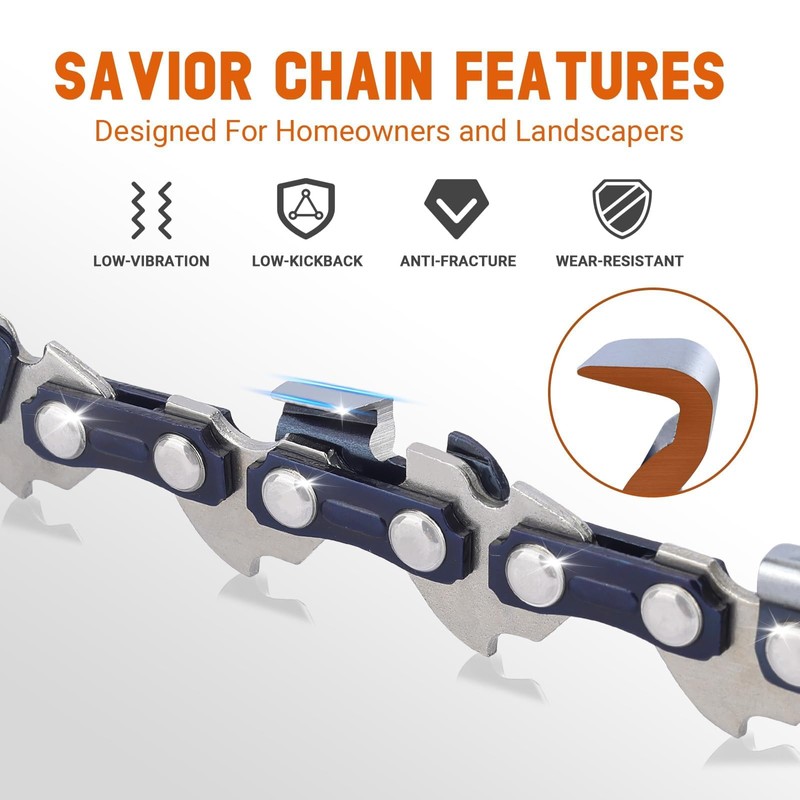 Savior 18 Inch Chainsaw Guide Bar and Chain Combo, 3/8"