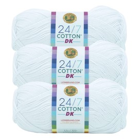 (3 Pack) Lion Brand Yarn 24/7 Cotton DK Yarn, Sugarcane