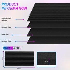4 Pack Sound Proof Foam Panels, 48"×24"×2" Soundproof Wall Panels