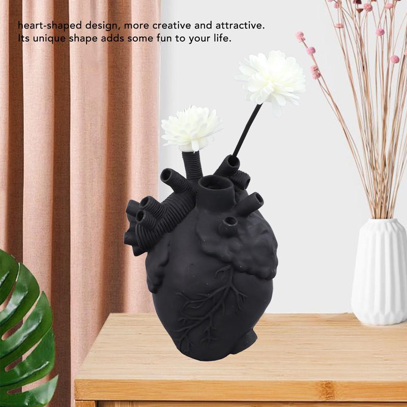 Creative Anatomical Heart Vases Resin Sculpture Heart Shaped Art Flower