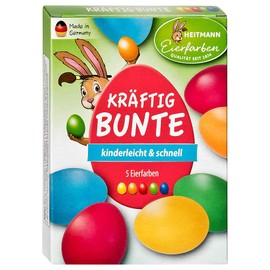 HEITMANN Egg Dyes, Strong Colours, 5 Liquid Cold Colours, Easter Eggs Paint, Easter Egg Dye, Green, Blue, Yellow, Orange, Red, 4062196077958_SML