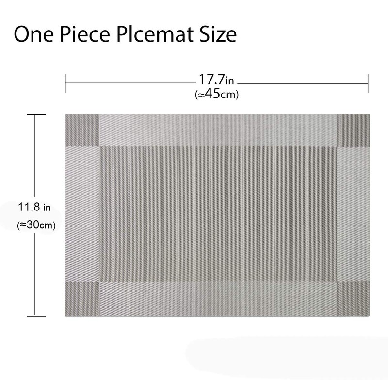 BECHEN Grey Placemats with Coasters Set of 6, Vinyl Heat-Resistant