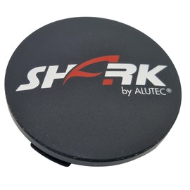 4 x Alutec Shark Hub Cap, 60 mm, Black (N23) Logo, Silver/Red, Original Wheel Centre Cap/Hub Cap