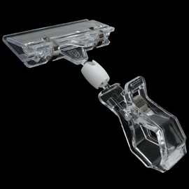 TEKEFT 15 Pcs Merchandise Sign Display Clip Holder- POP Clip Label Display Clip Merchandise Tag Holder (Double Clip, Transparent) (Transparent M)