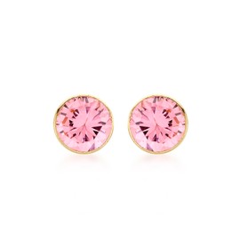 Carissima Gold 9 ct Yellow Gold 5 mm Round Pink Cubic Zirconia Stud Earrings