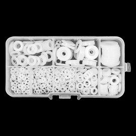 CENPEK 500 Pcs White Nylon Washers Set - Assortment of Flat O Rings and Round Plastic Washers for Pipes Mechanical Repairs - M2/M2.5/M3/M4/M5/M6/M8/M10