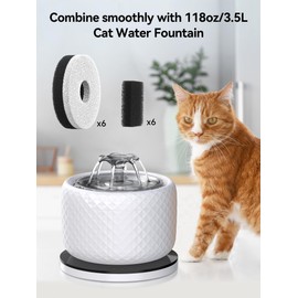 6 Pack Cat Water Fountain Filter Replacement, Pet Water Dispenser Filter for DCIOGAT 118oz/3.5L Smart Cat Drinking Fountain