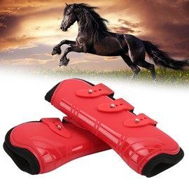 Zerodis Horse Front Tendon Boots, 1 Pair Red PU Neoprene Horse Leg Protective Boots Adjustable Horse Splint Boots Leg and Support for Training Racing Riding Jumping