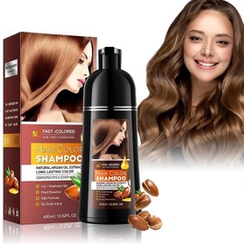 EHIOG Hair Colour Brown Hair Dye Shampoo 400 ml Natural Quick Cover for White Hair Effective Brown Colouring for Men and Women