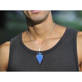 amazing gemstones Opalite Arrowhead Necklace Pendant - Rhodium Plated