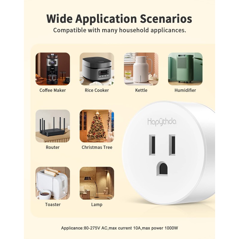 HAPYTHDA Smart Plug with Remote, 2.4GHz Wi-Fi & RF433 Wireless