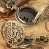Mini DND Dice Set with Steampunk Hollow Gear Pocket Watch